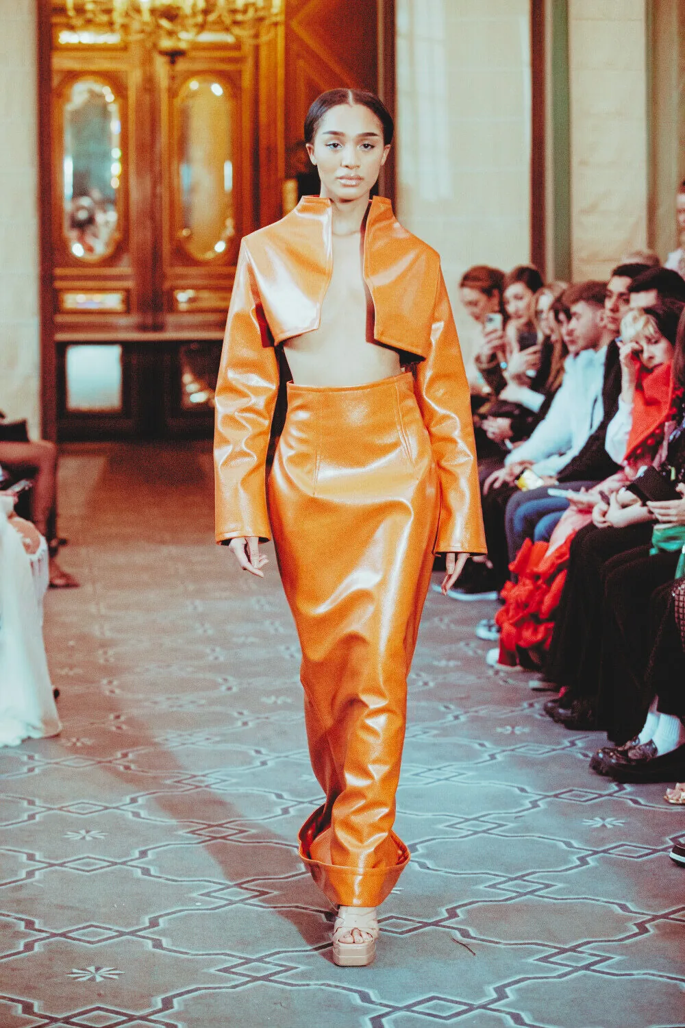 Goldenrod satin gown