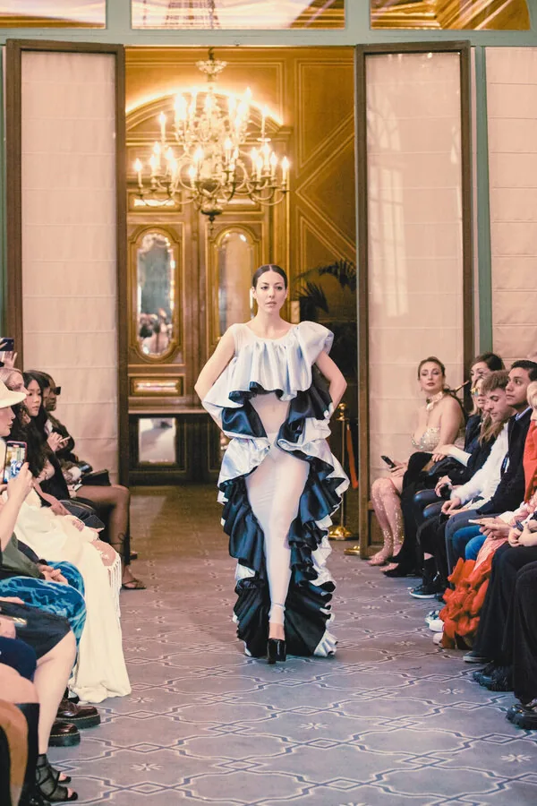 Atelier ruffle gown on the runway