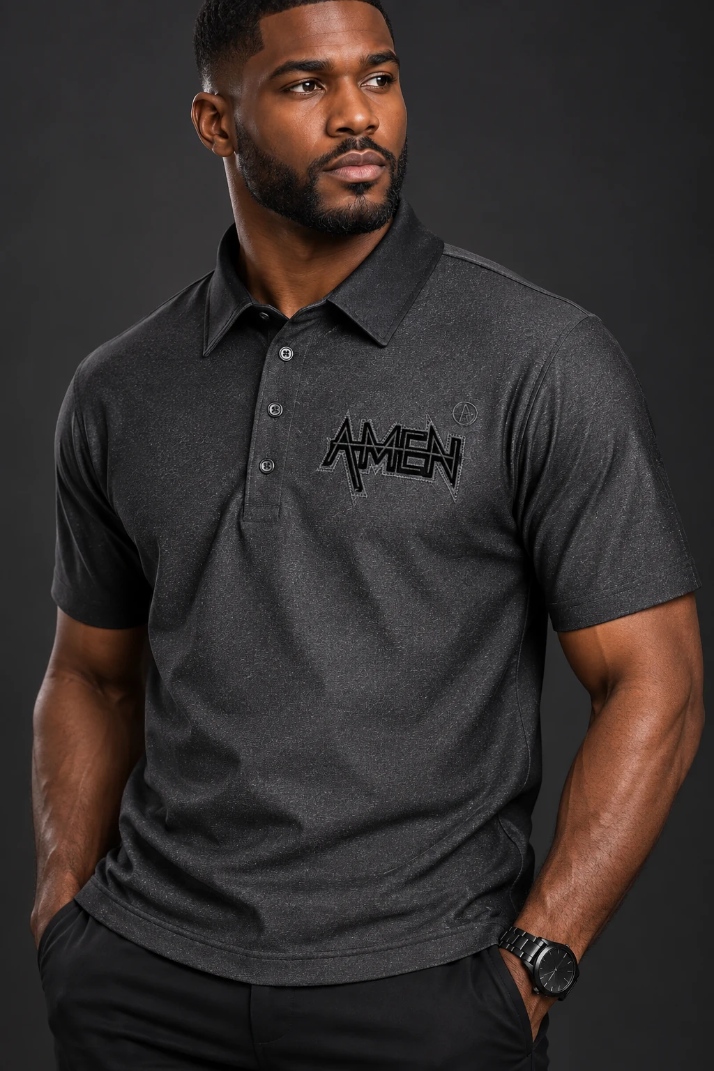 Black AMEN Polo