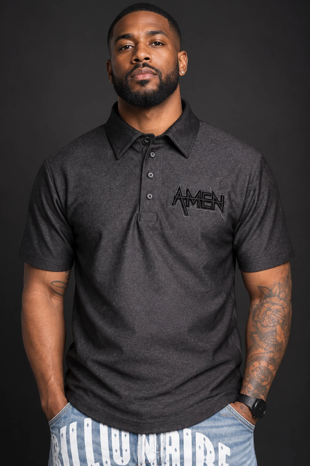 Black AMEN Polo thumbnail 2