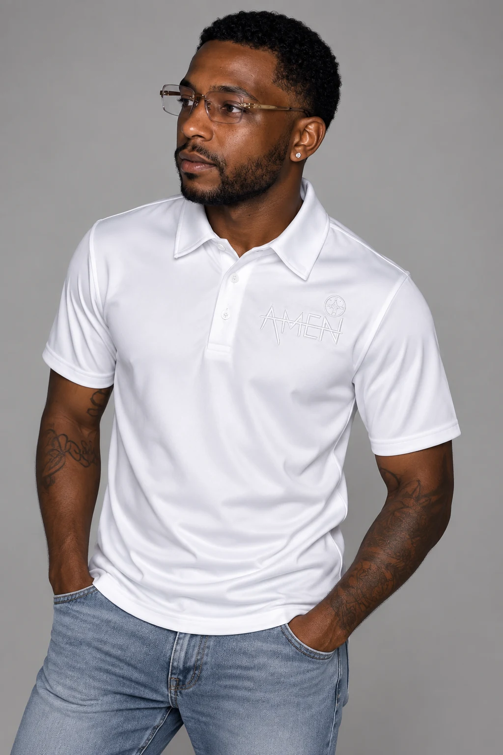 White AMEN Polo