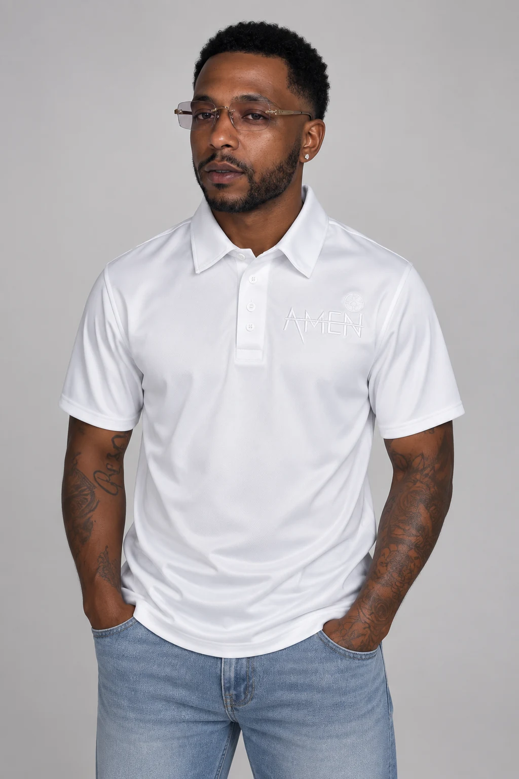 White AMEN Polo thumbnail 2