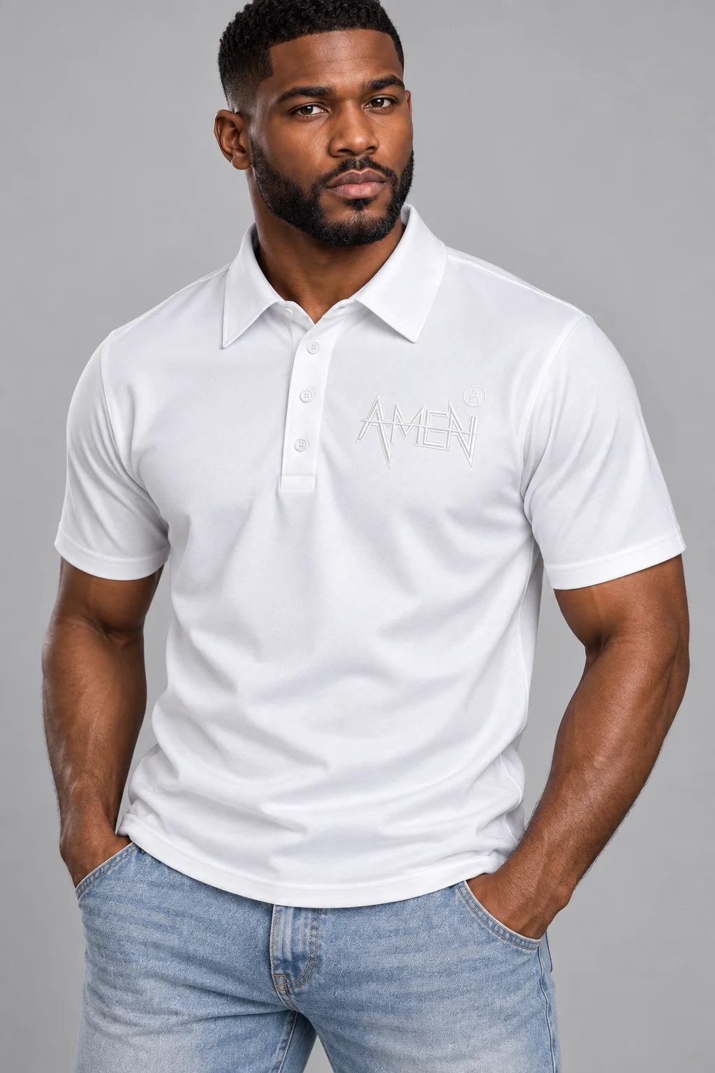 White AMEN Polo