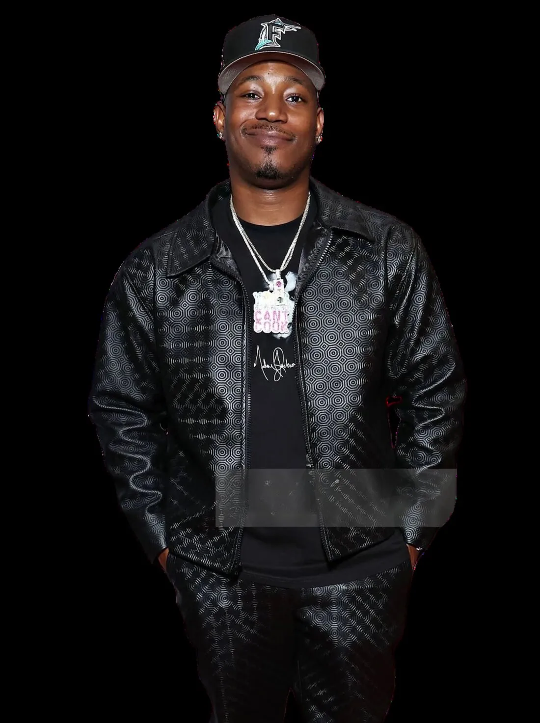 Monogram leather blouson jacket in noir